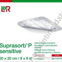 SUPRASORB P SENSITIVE silikónový penový obväz, border, 20 x 20 cm 1x10 ks