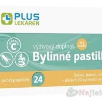 Plus Lekáreň Bylinné pastilky bez cukru šalvia ženšen vitamín C 24 pastiliek